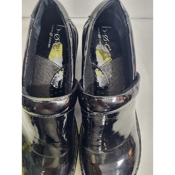 B.O.C. Nurse Platform Leather Slip On Clogs Work Shoes 9 Black Shiney - Picture 3 of 7